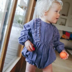 Marlot Paris Barboteuse Zélie Mini Vichy Bleu - Outlet