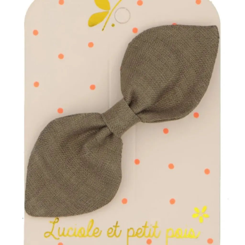 Luciole et Petit Pois Barrette Nœud Kaki - Hot