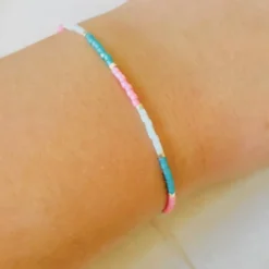 Les Biscottes Bracelet Miyuki Rose Bonbon et Bleu Aqua Clearance