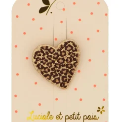 Luciole et Petit Pois Broche Cœur Léopard - Hot