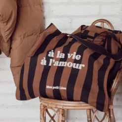 Mon Petit Léon Cabas Rayé "À la Vie, à l'Amour" - New
