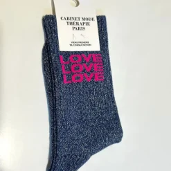Cabinet Mode Thérapie Paris Chaussette Kids "Love Love Love" Argenté - Cabinet Mode Thérapie Hot