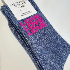 Cabinet Mode Thérapie Paris Chaussette Kids "Love Love Love" Argenté - Cabinet Mode Thérapie Hot