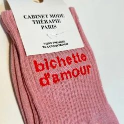 Cabinet Mode Thérapie Paris Chaussette "Bichette d'Amour" Rose - Cabinet Mode Thérapie Outlet