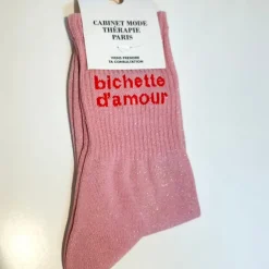 Cabinet Mode Thérapie Paris Chaussette "Bichette d'Amour" Rose - Cabinet Mode Thérapie Outlet