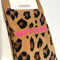 Cabinet Mode Thérapie Paris Chaussette "Bitch" Léopard - Cabinet Mode Thérapie Outlet