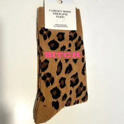 Cabinet Mode Thérapie Paris Chaussette "Bitch" Léopard - Cabinet Mode Thérapie Outlet