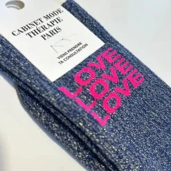 Cabinet Mode Thérapie Paris Chaussette "Love Love Love" Argenté - Cabinet Mode Thérapie Online