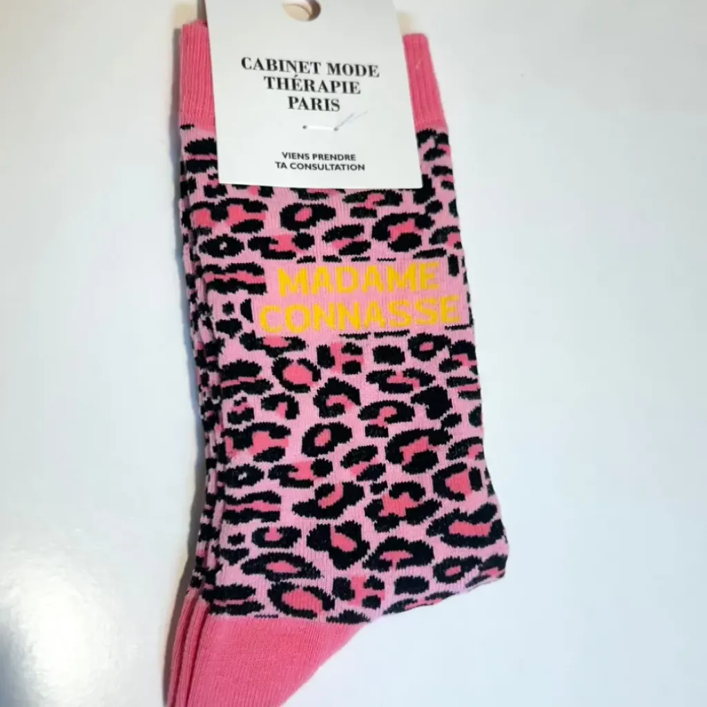 Cabinet Mode Thérapie Paris Chaussette "Madame Connasse" Léopard Rose - Cabinet Mode Thérapie Best