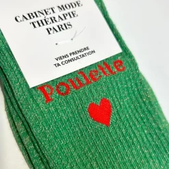 Cabinet Mode Thérapie Paris Chaussette "Poulette" Verte - Cabinet Mode Thérapie Online