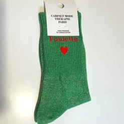 Cabinet Mode Thérapie Paris Chaussette "Poulette" Verte - Cabinet Mode Thérapie Online