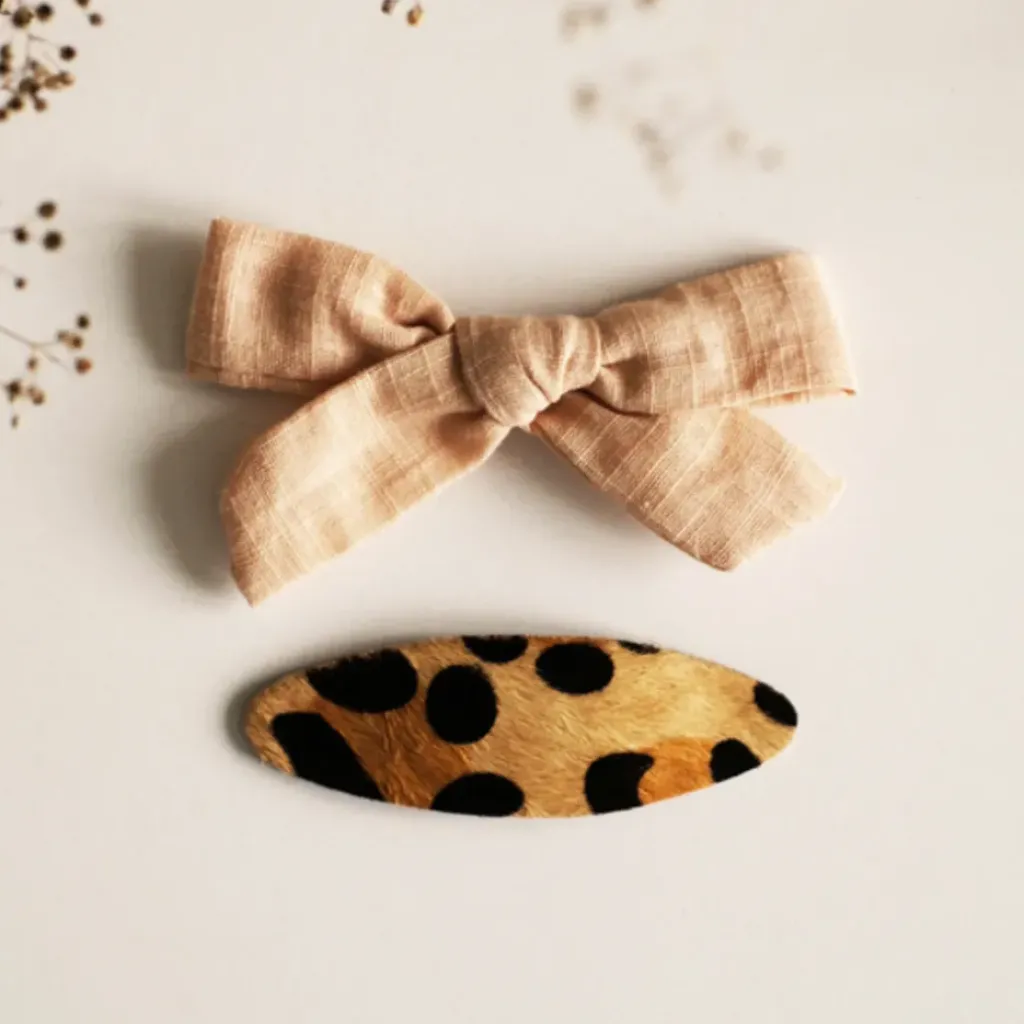 Gentil Coquelicot Paris Duo Barrettes Sable & Léopard - Gentil Coquelicot Clearance