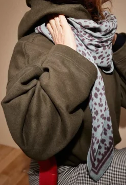 Gabrielle Paris Foulard Laine Léopard Acier - New