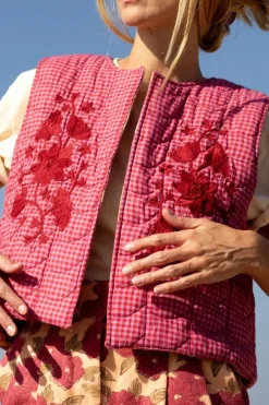 Apaches Collections Gilet Sakari Khadi Fuchsia - Fashion