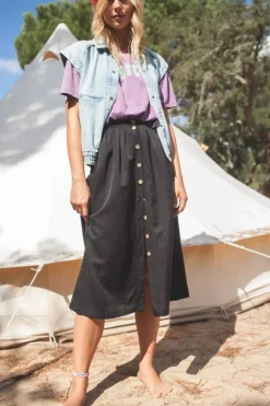 Marlot Paris Jupe Minette Soie Noir - Discount