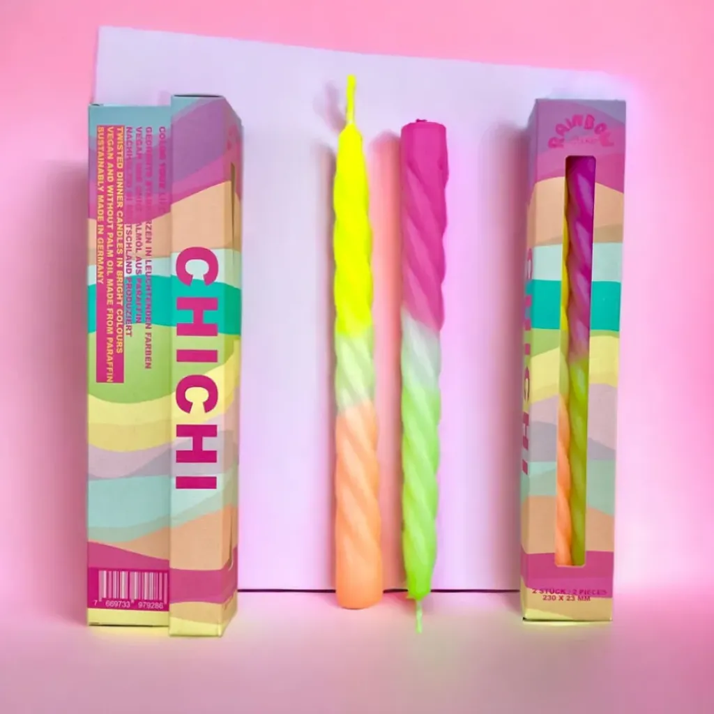 Pink Stories Lot de 2 Bougies Torsadés Rainbow Chichi - New