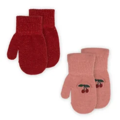 Konges Slojd Lot de 2 Paires de Moufles Cerises - Fashion