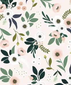 Lilipinso Papier Peint Fleurs Fond Rose - Discount
