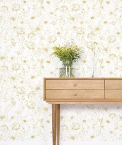 Lilipinso Papier Peint Fleurs Ocre - Discount