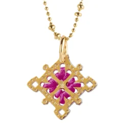 Camille Enrico Pendentif Amulette Losange Or Fuchsia - Best