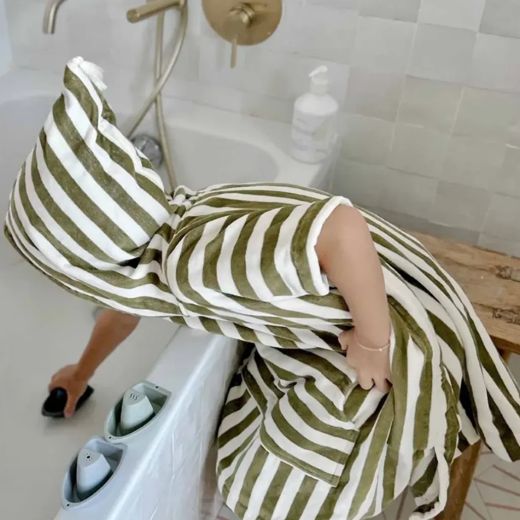 Rose In April Poncho Suzon Rayé Kaki - Fashion