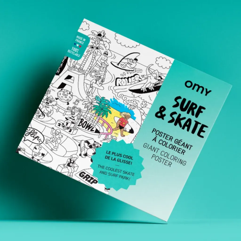 OMY Poster à Colorier Surf and Skate - Fashion