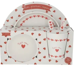 Petit Toi Set Vaisselle Cœurs Rouges - New