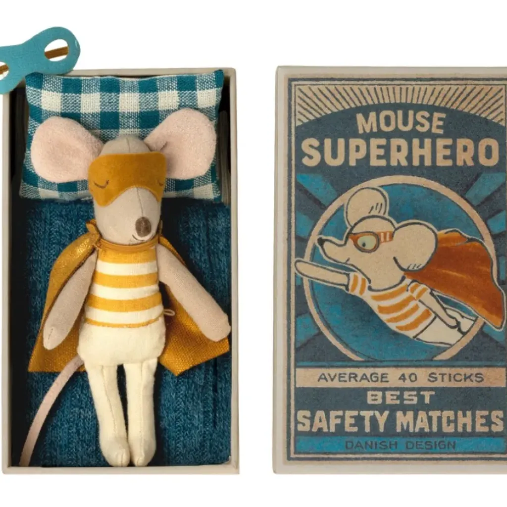 Maileg Souris Super Héros dans sa Boîte - Outlet