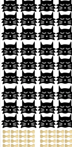 Pöm le Bonhomme Stickers muraux chats et noeud pap noir et or New