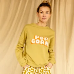 Apaches Collections Sweat Nirali Pop Corn Placé Olive - Fashion