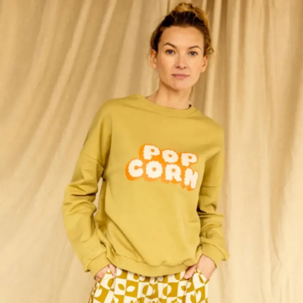 Apaches Collections Sweat Nirali Pop Corn Placé Olive - Fashion