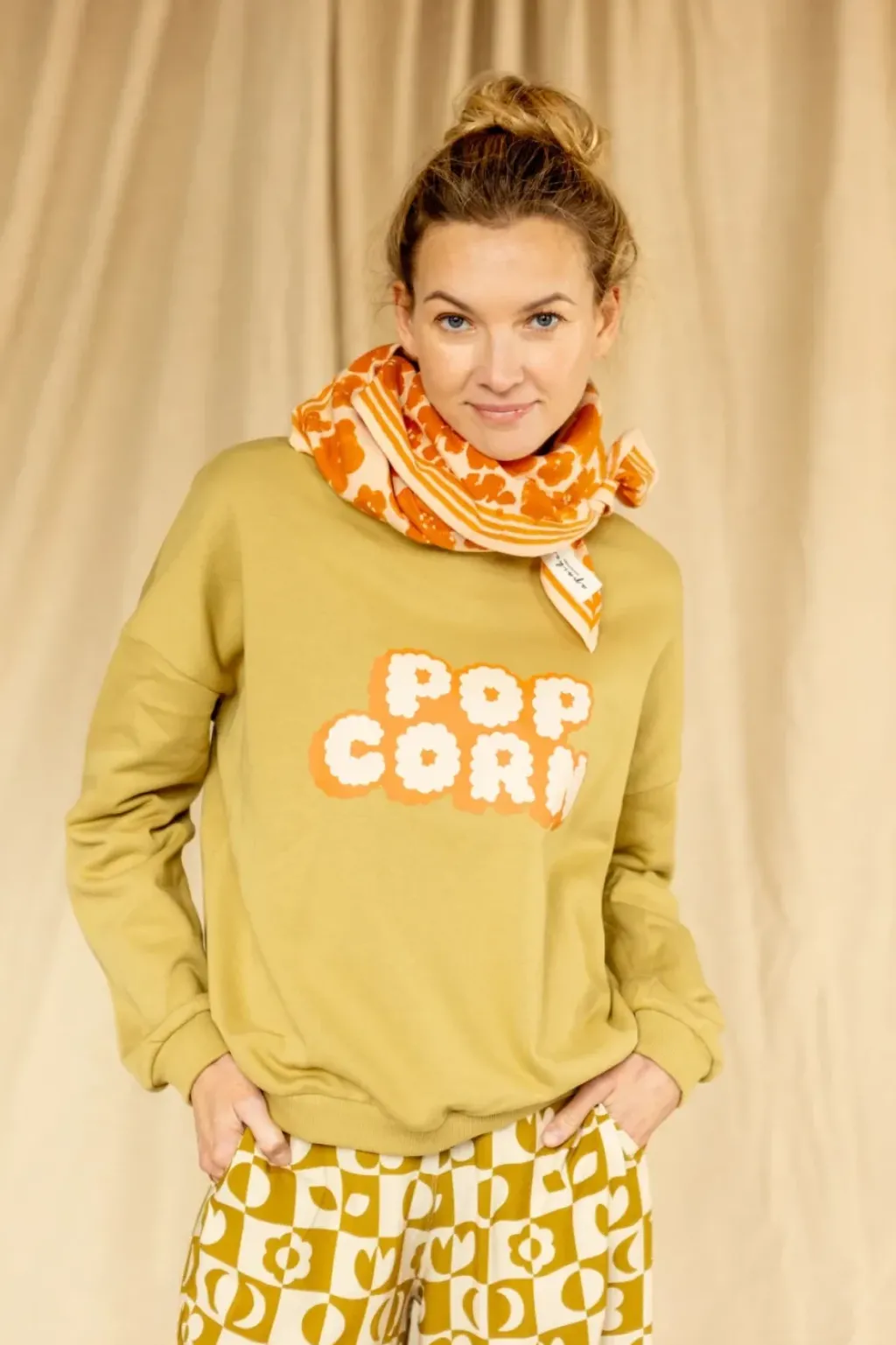 Apaches Collections Sweat Nirali Pop Corn Placé Olive - Fashion