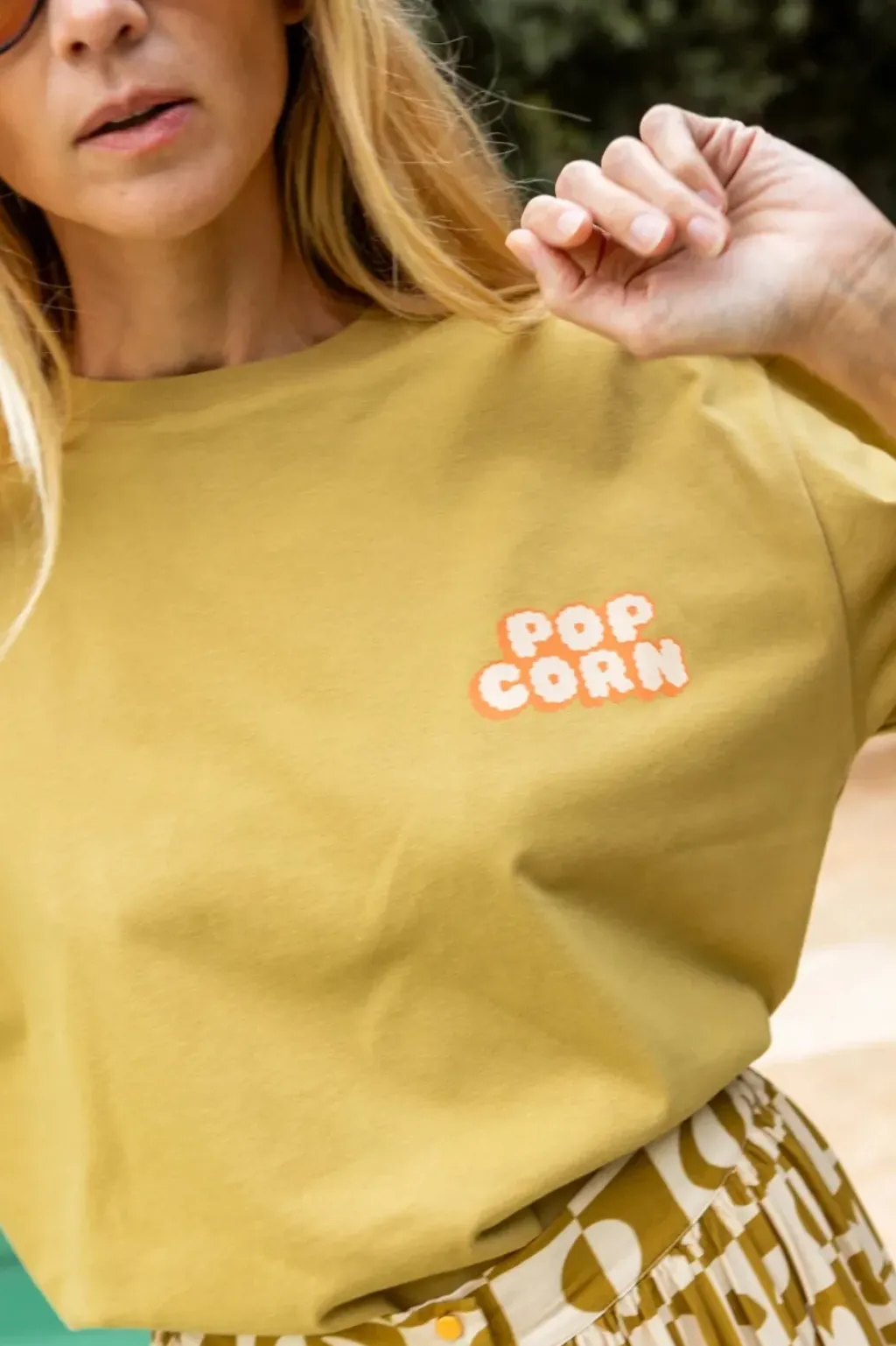 Apaches Collections Tee-Shirt Ouma Pop Corn Placé Olive - Online