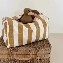 Rose In April Trousse de Toilette Rayures Caramel / Ecru - Online