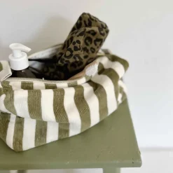 Rose In April Trousse de Toilette Vic Rayures Kaki - Sale