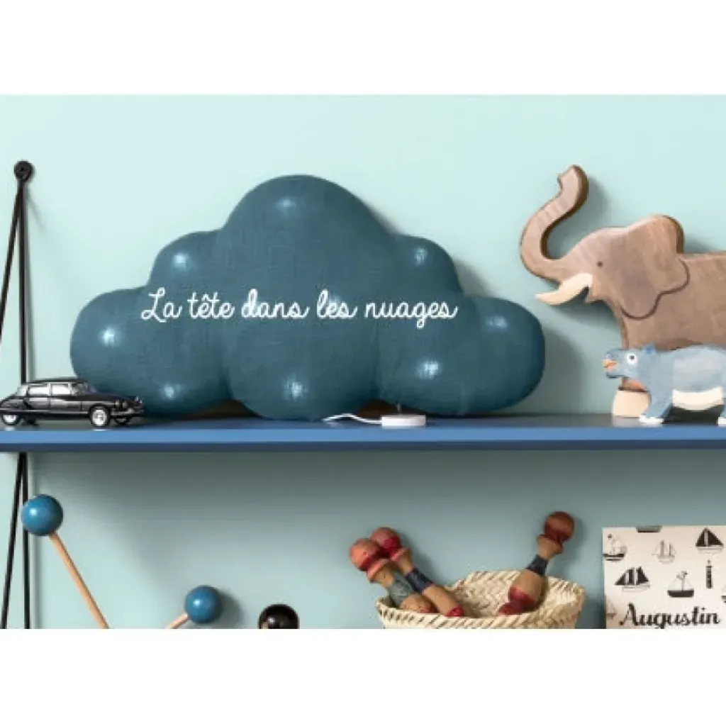 Oh la la Paris Veilleuse nuage bleu lin bleu canard Sale